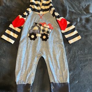 0-3 Blue Valentines Romper